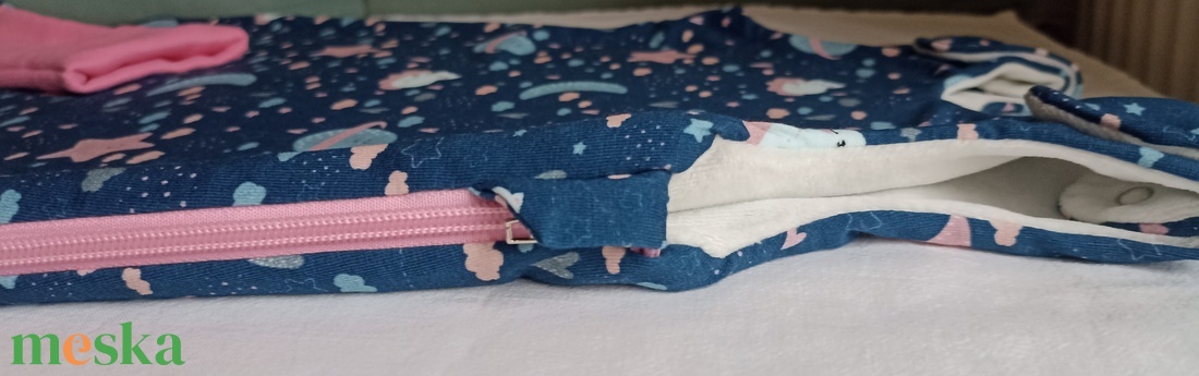 68-74-80-as Őszi téli tipegő hálózsák 21-23 fokba pamut cicás felhős - baba - mama - babaruházat - tipegőhálózsák - Meska.hu