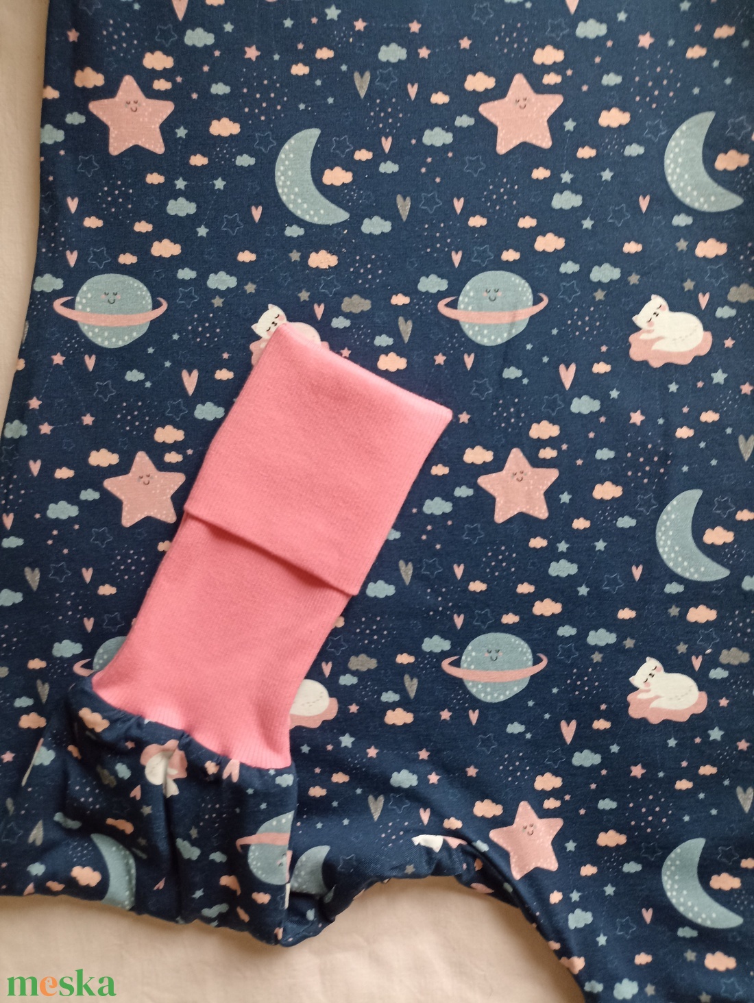 68-74-80-as Őszi téli tipegő hálózsák 21-23 fokba pamut cicás felhős - baba - mama - babaruházat - tipegőhálózsák - Meska.hu