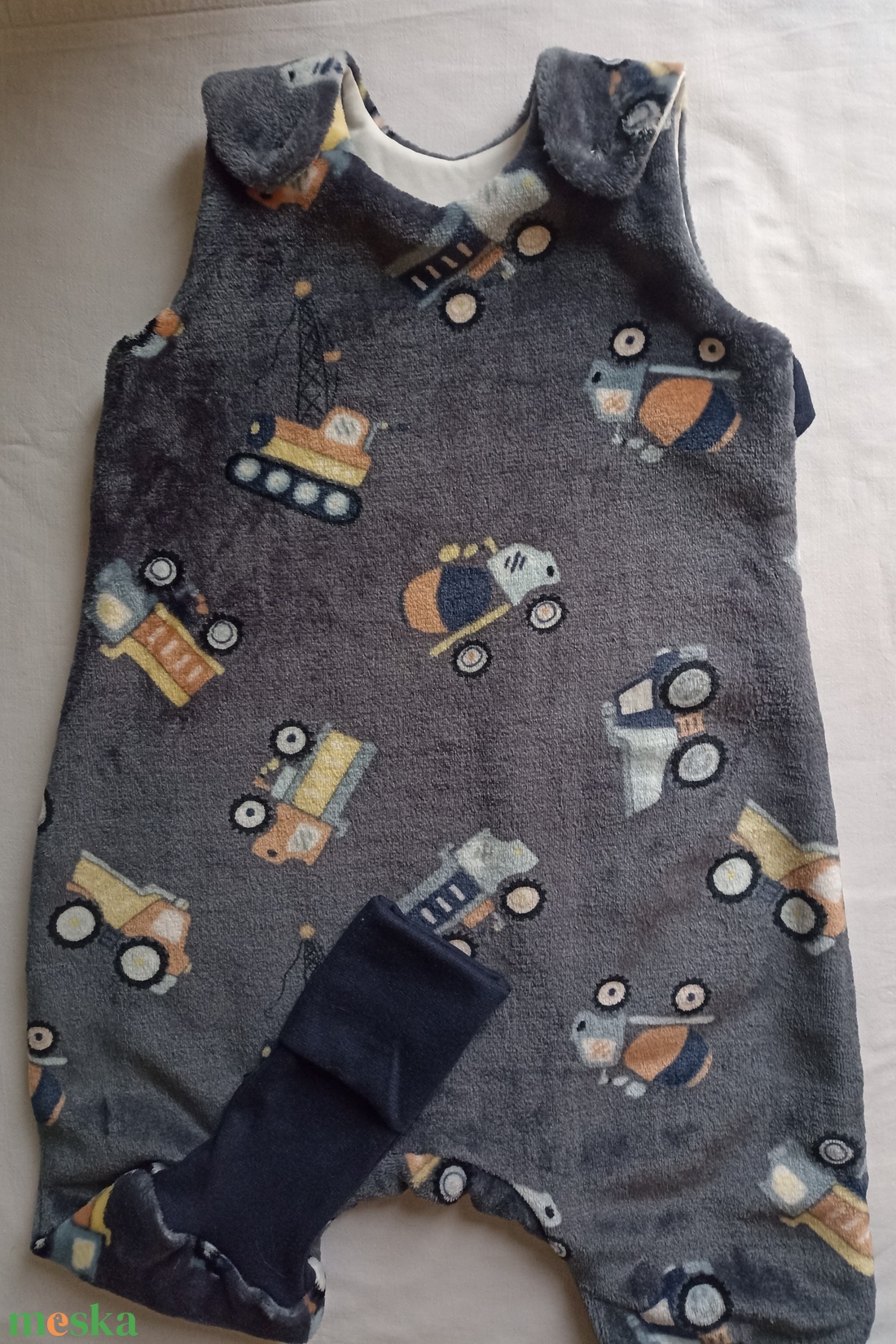 80-86-92-es őszi téli tipegő hálózsák wellsoft + pamut szürke markolós - baba - mama - babaruházat - tipegőhálózsák - Meska.hu