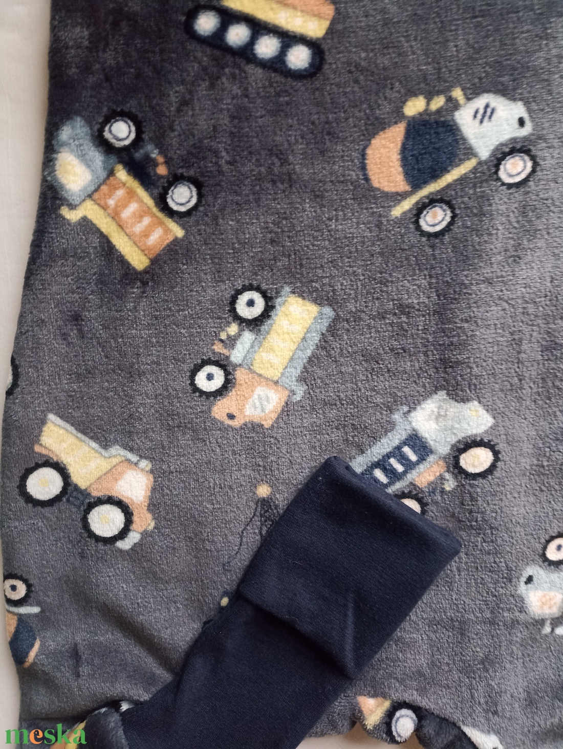 80-86-92-es őszi téli tipegő hálózsák wellsoft + pamut szürke markolós - baba - mama - babaruházat - tipegőhálózsák - Meska.hu