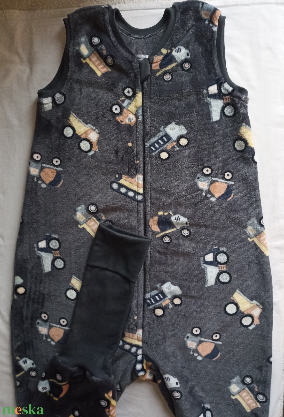 128-134-140-es őszi téli tipegő hálózsák 20-23 fokba wellsoft szürke markolós - baba - mama - babaruházat - tipegőhálózsák - Meska.hu