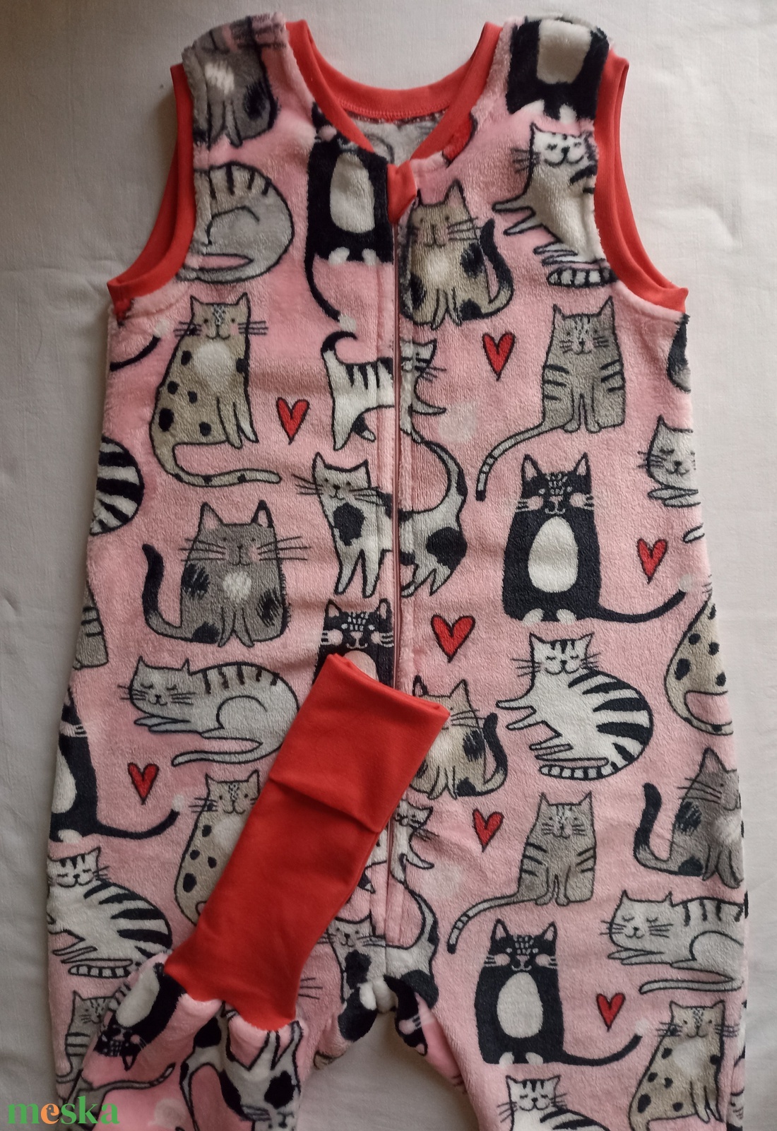 110-116-122-es őszi téli tipegő hálózsák 20-23 fokba wellsoft cicás - baba - mama - babaruházat - tipegőhálózsák - Meska.hu