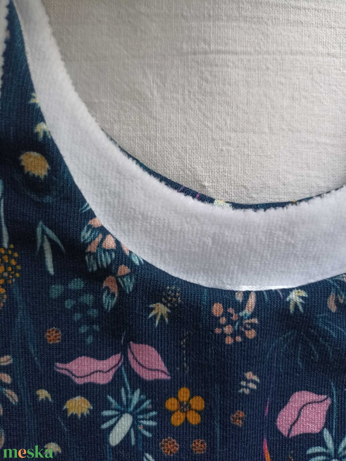 80-86-92-es őszi téli tipegő hálózsák 21-23 fokba átmeneti pamut sötétkék virágos - baba - mama - babaruházat - tipegőhálózsák - Meska.hu