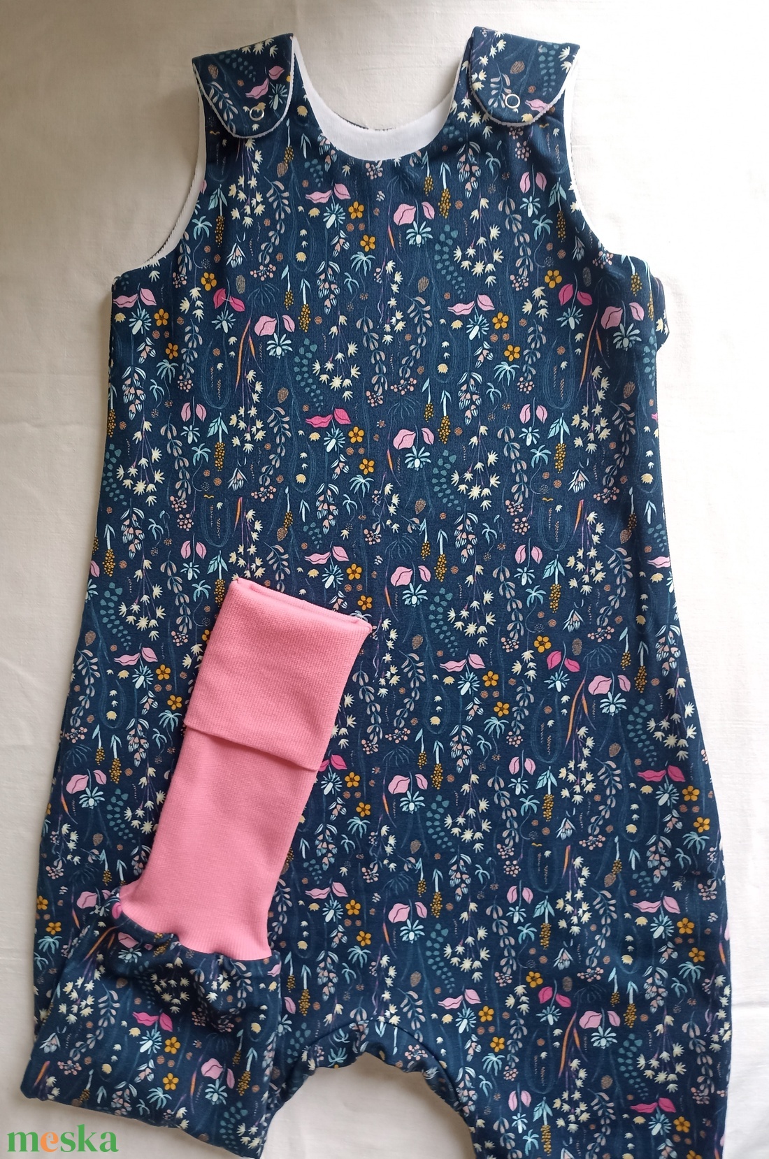 98-104-110-es Őszi téli tipegő hálózsák átmeneti pamut skék virágos - baba - mama - babaruházat - tipegőhálózsák - Meska.hu