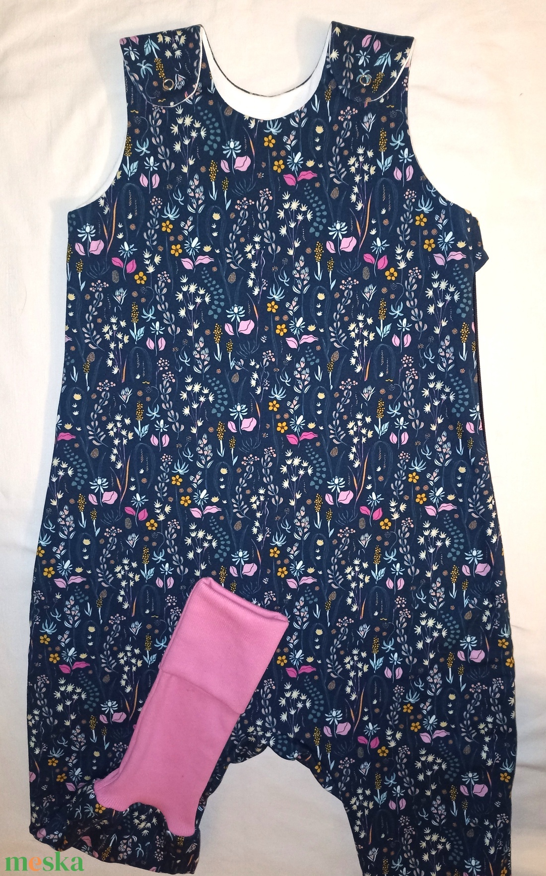 98-104-110-es Átmeneti tipegő hálózsák duplapamut skék virágos - baba - mama - babaruházat - tipegőhálózsák - Meska.hu