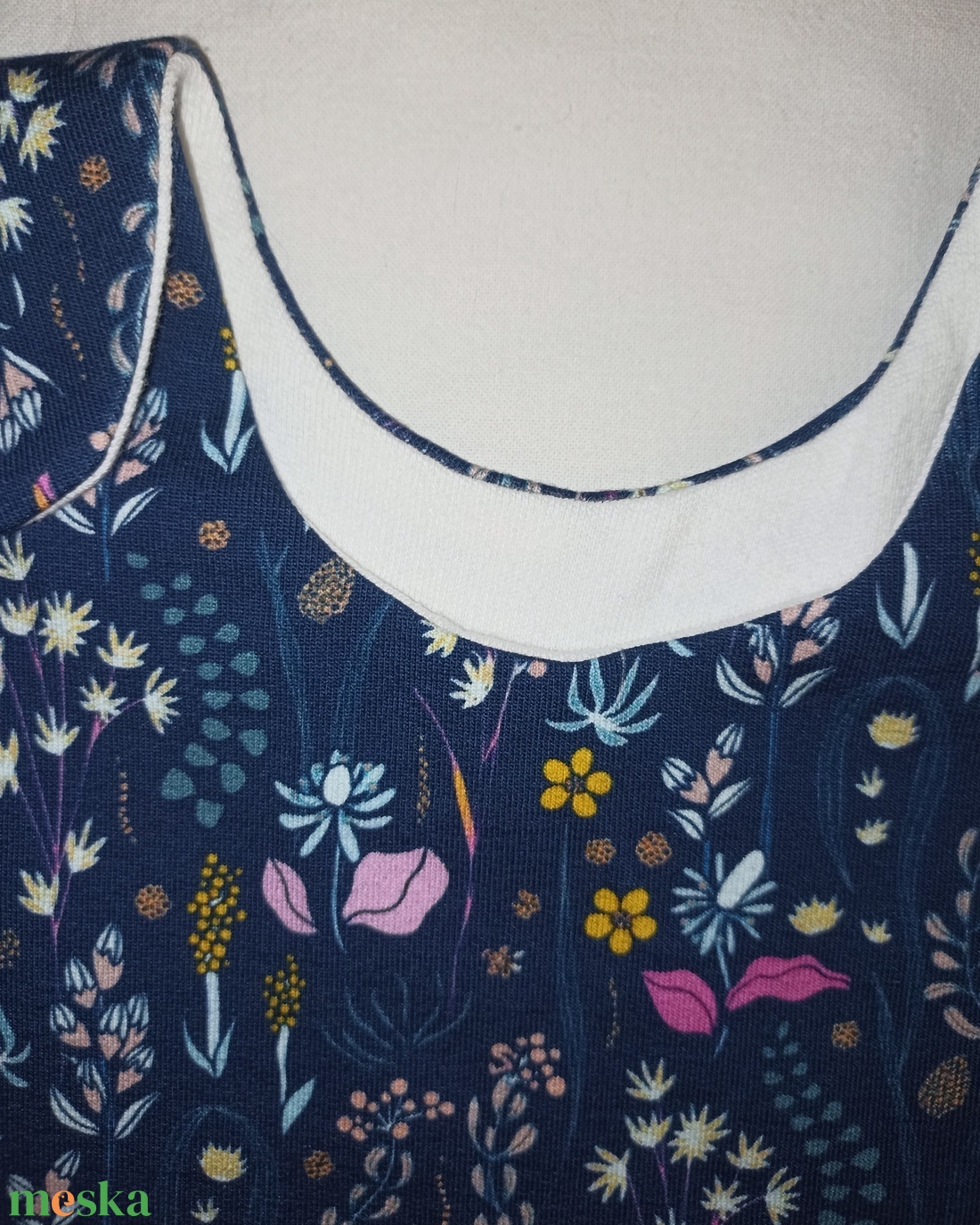 98-104-110-es Átmeneti tipegő hálózsák duplapamut skék virágos - baba - mama - babaruházat - tipegőhálózsák - Meska.hu