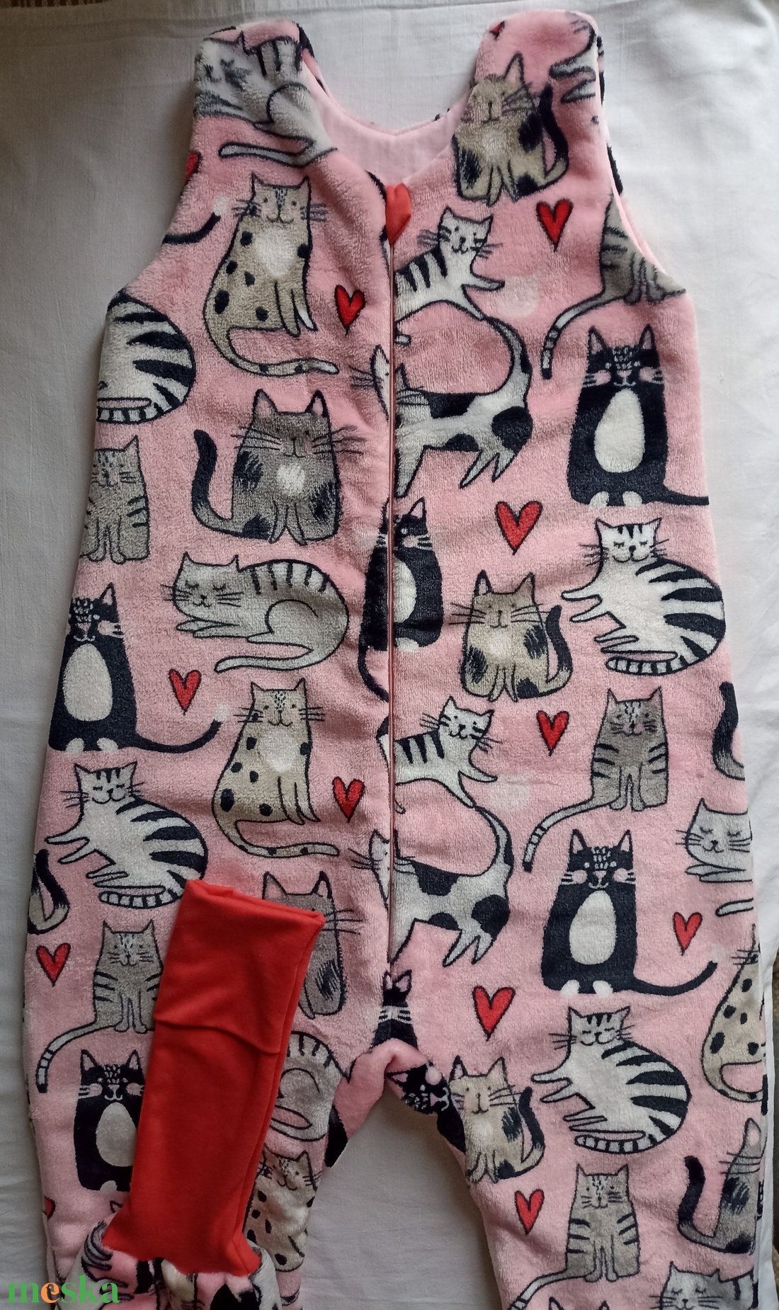 116-122-128-as őszi téli tipegő hálózsák 20-22 fok wellsoft cicás - baba - mama - babaruházat - tipegőhálózsák - Meska.hu