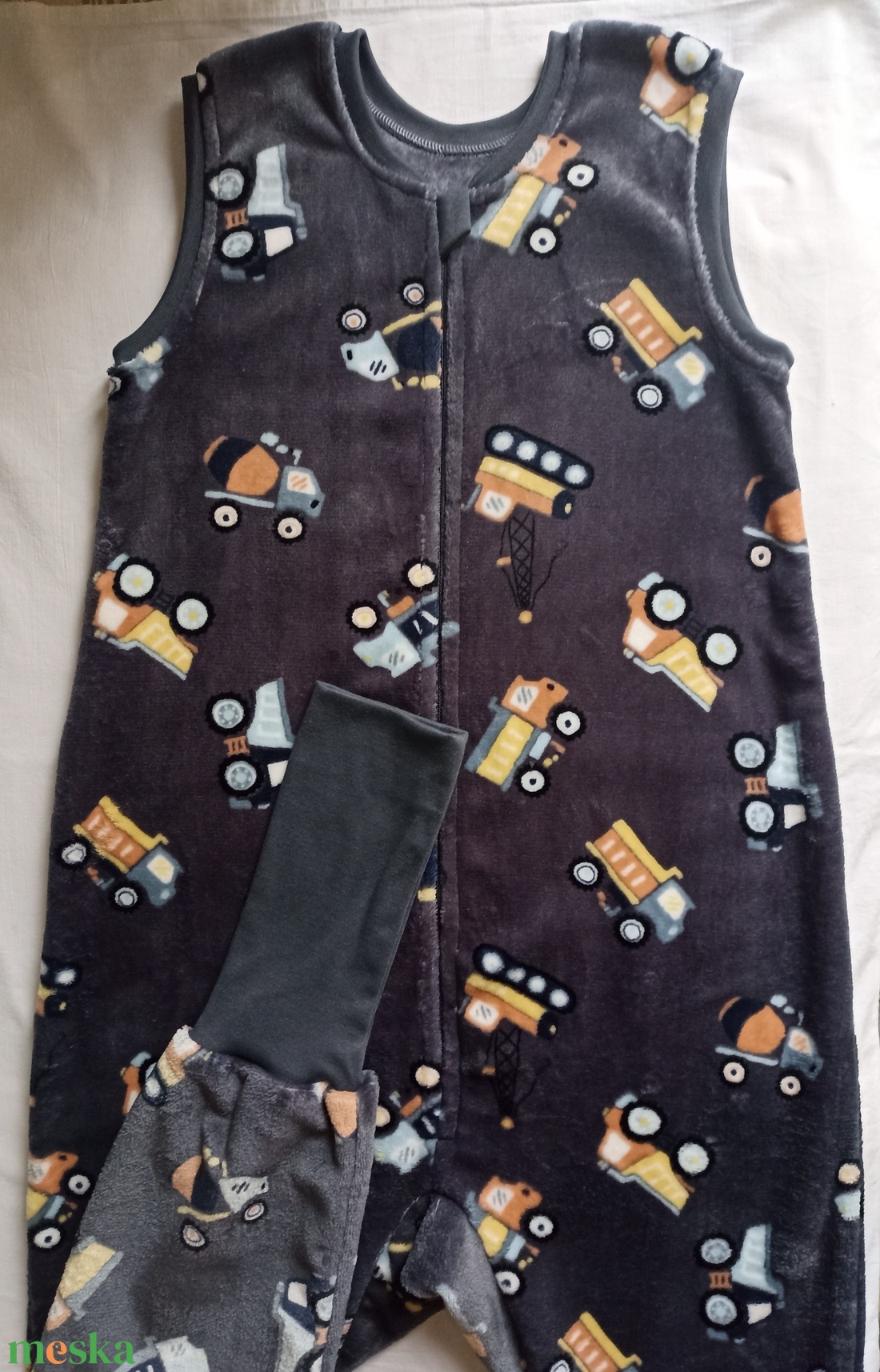 134-140-146-os őszi téli tipegő hálózsák 21-23 fokba wellsoft szürke markolós - baba - mama - babaruházat - tipegőhálózsák - Meska.hu