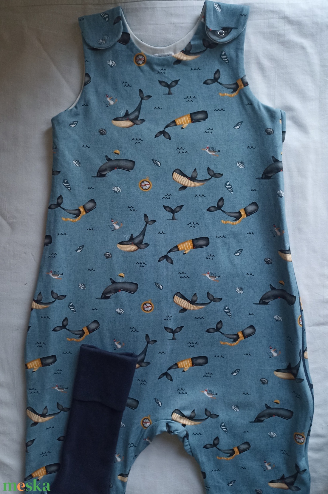 110-116-122-es Őszi tipegő hálózsák 22-24 fokba átmeneti pamut bálnás - baba - mama - babaruházat - tipegőhálózsák - Meska.hu