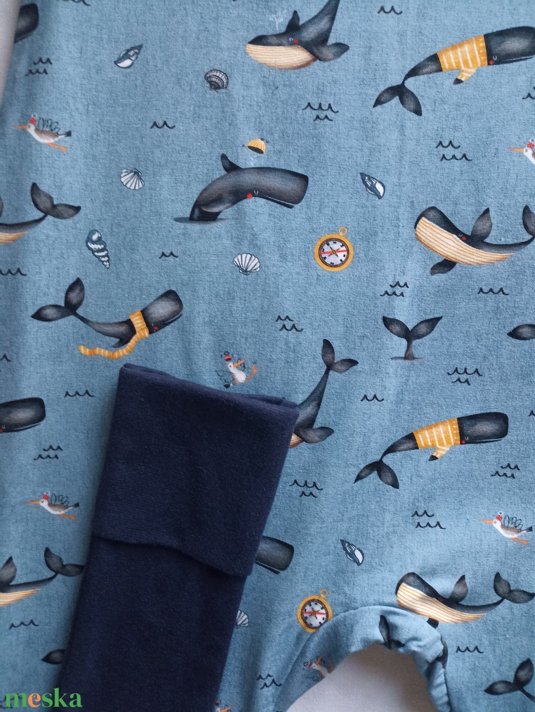 110-116-122-es Őszi tipegő hálózsák 22-24 fokba átmeneti pamut bálnás - baba - mama - babaruházat - tipegőhálózsák - Meska.hu