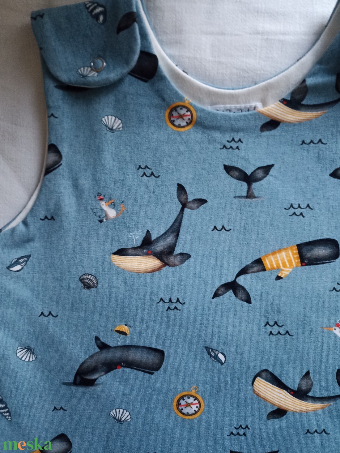 110-116-122-es Őszi tipegő hálózsák 22-24 fokba átmeneti pamut bálnás - baba - mama - babaruházat - tipegőhálózsák - Meska.hu