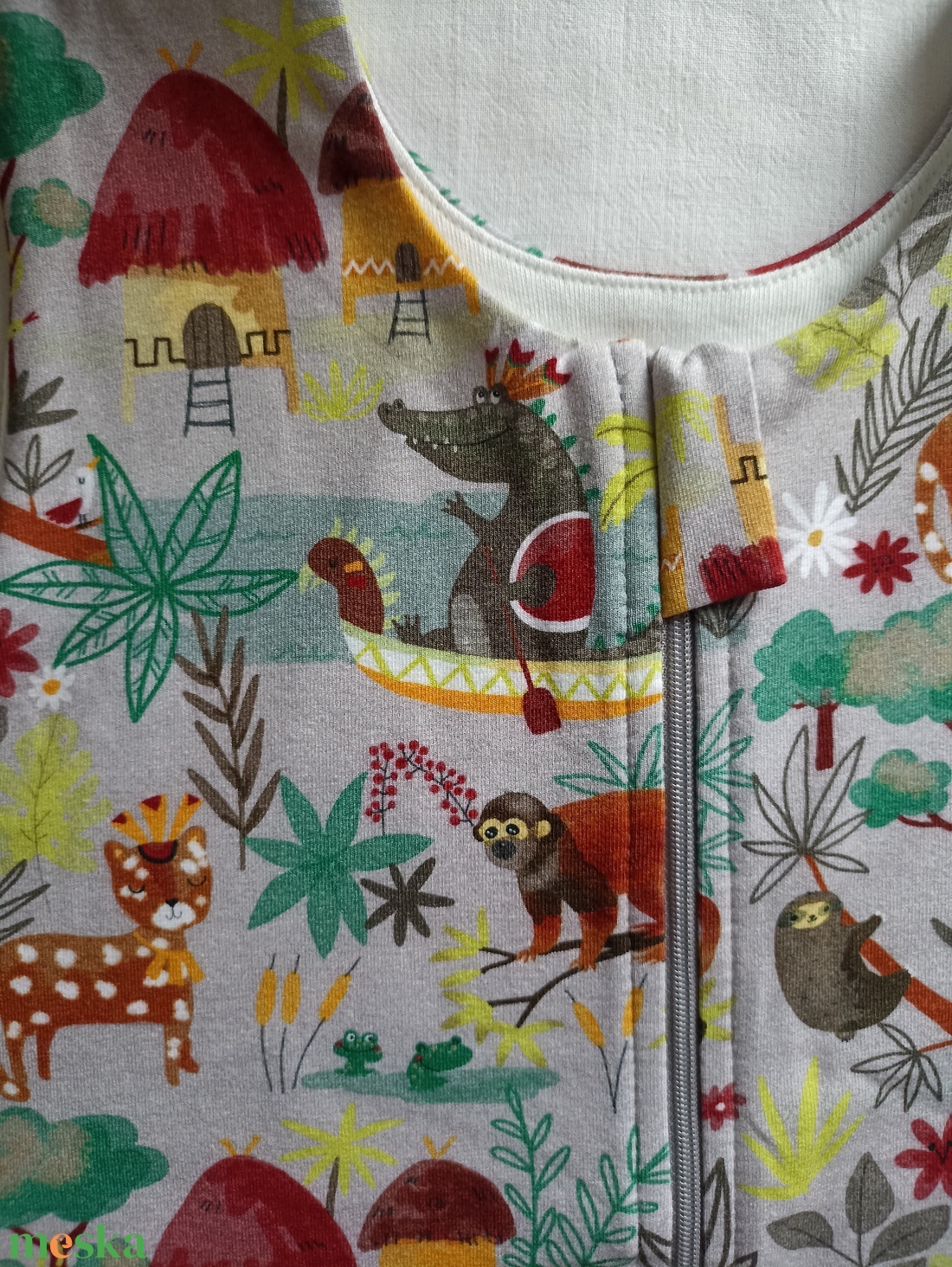 116-122-128-es Átmeneti tipegő hálózsák pamut dzsungeles - baba - mama - babaruházat - tipegőhálózsák - Meska.hu