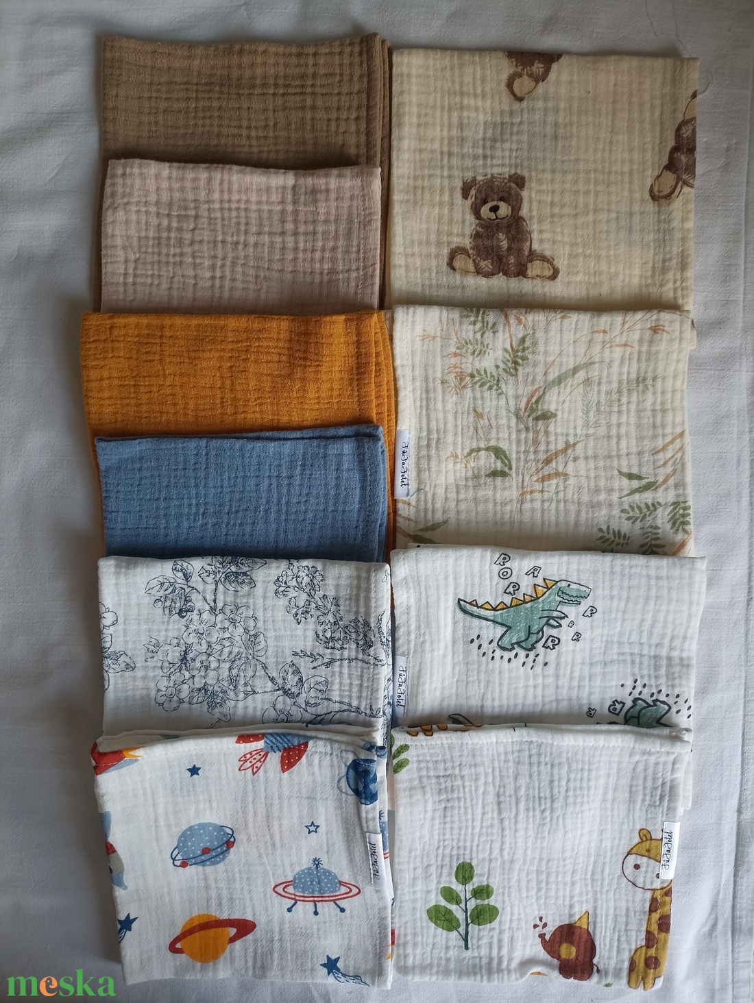 Muszlin babakendő, rongyi, nyunyóka duplagéz tiszta pamutból univerzális használatra 1100 Ft/db 32x32 cm  - baba - mama - baba játékok - szundikendő, alvóka - Meska.hu