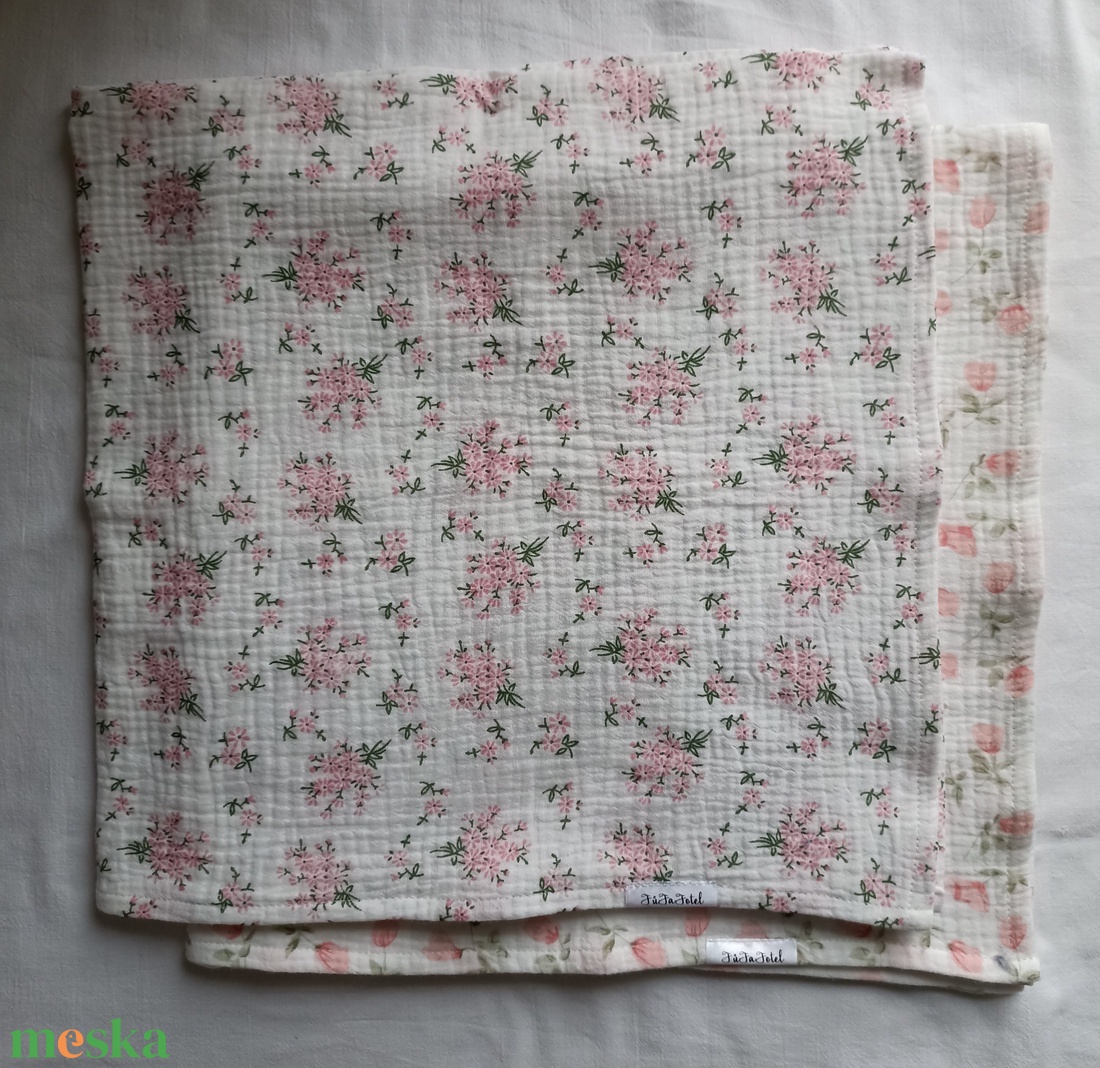 Baba Muszlin Nagykendő 65x65 cm duplagéz babakendő, rongyi, nyunyóka, gézkendő - baba - mama - szoptatási, etetési kellékek - szoptatós kendő - Meska.hu