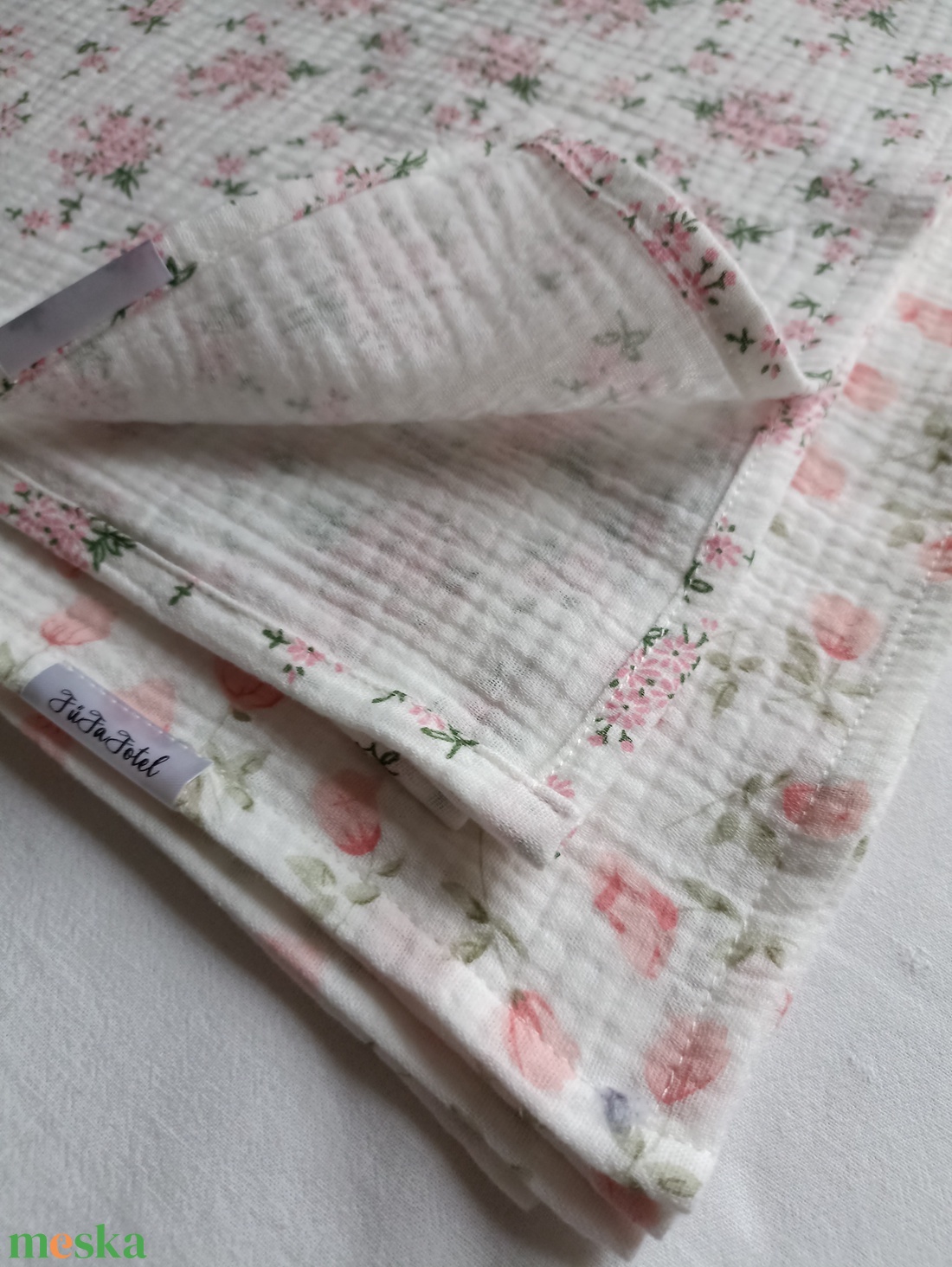 Baba Muszlin Nagykendő 65x65 cm duplagéz babakendő, rongyi, nyunyóka, gézkendő - baba - mama - szoptatási, etetési kellékek - szoptatós kendő - Meska.hu