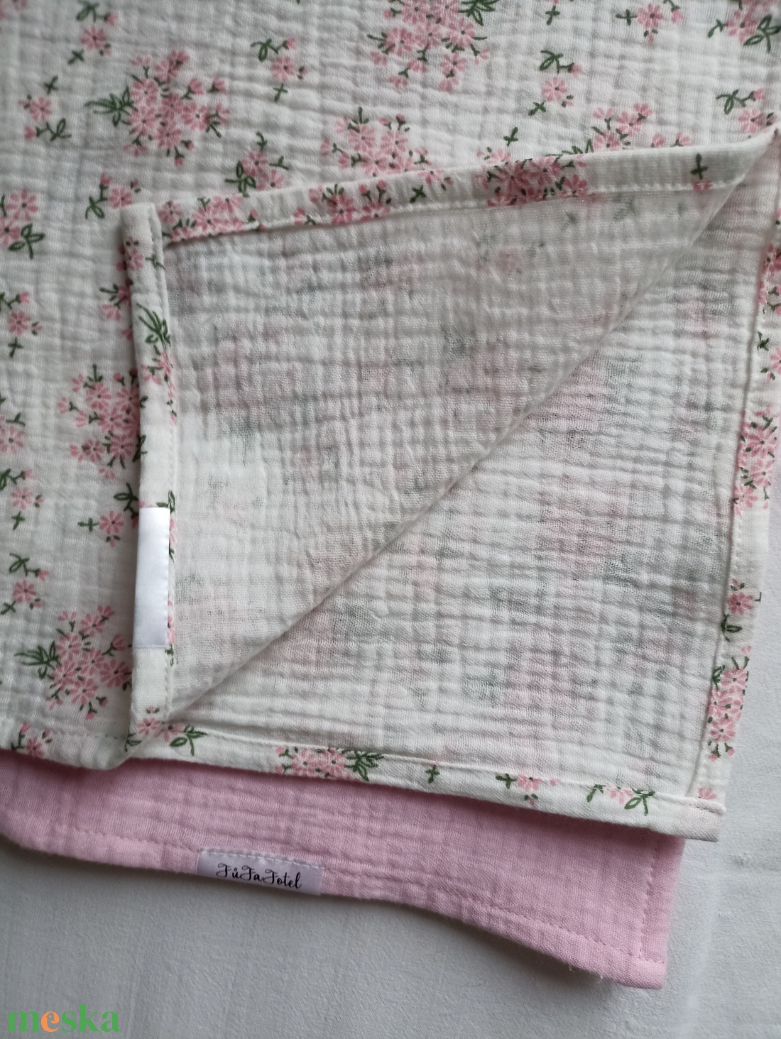 Baba Muszlin Nagykendő 65x65 cm duplagéz babakendő, rongyi, nyunyóka, gézkendő - baba - mama - szoptatási, etetési kellékek - szoptatós kendő - Meska.hu