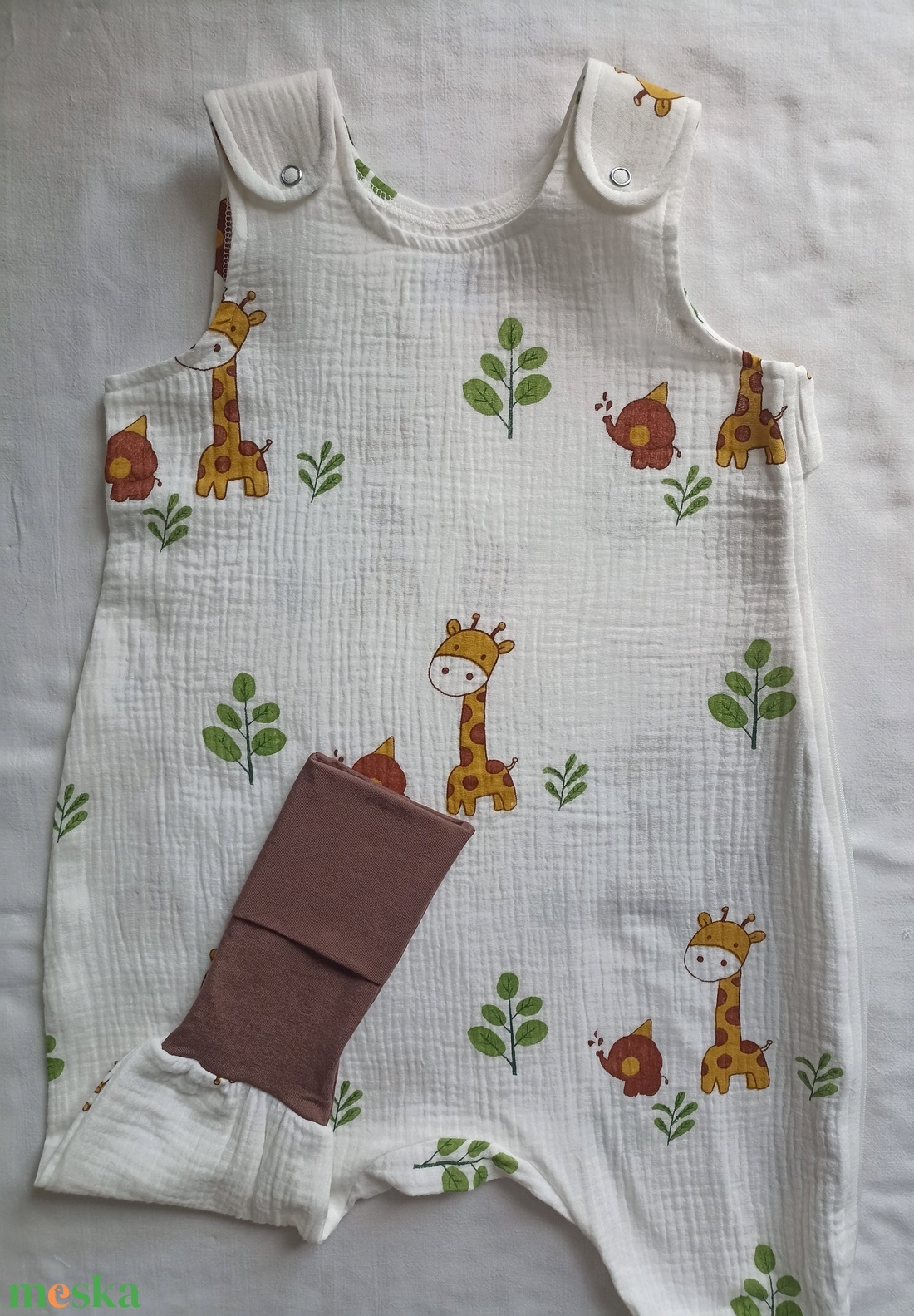 74-80-86-os nyári muszlin tipegő hálózsák duplagéz zsiráfos - baba - mama - babaruházat - tipegőhálózsák - Meska.hu