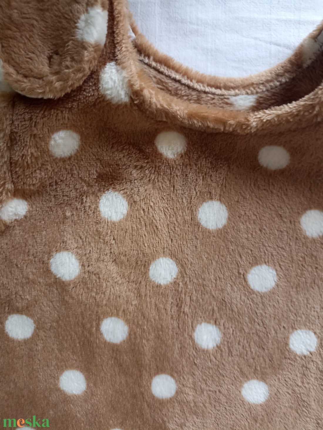 92-98-104-es őszi téli tipegő hálózsák 20-23 fokos wellsoft barna pötty - baba - mama - babaruházat - tipegőhálózsák - Meska.hu
