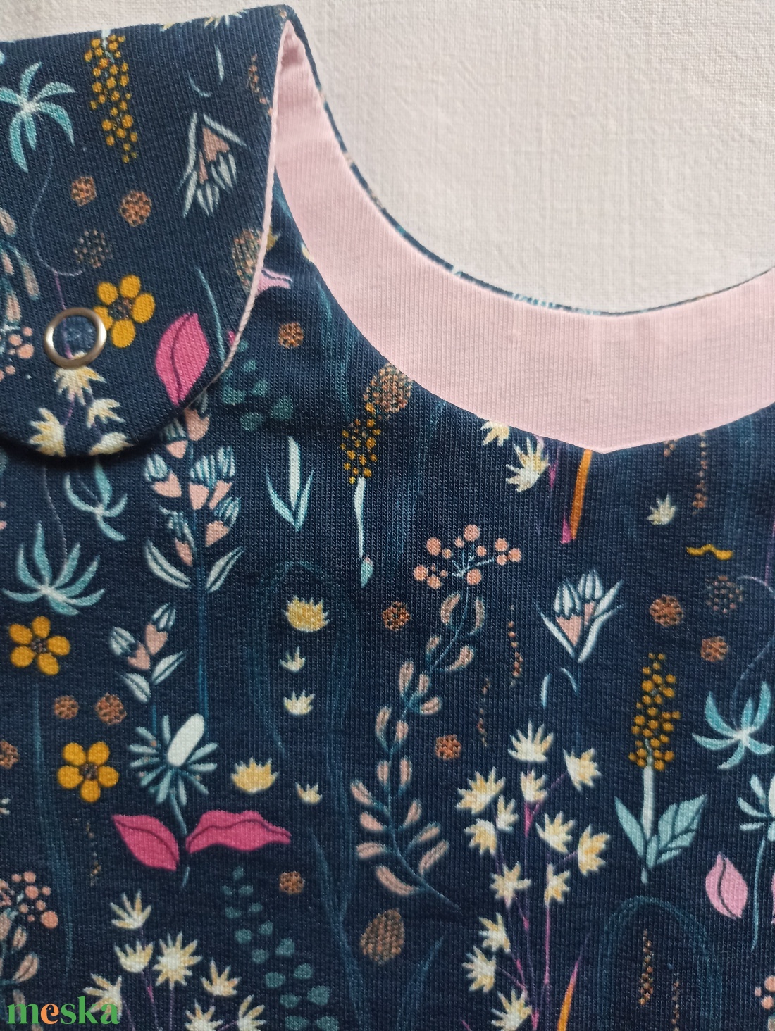 80-86-92-es őszi téli tipegő hálózsák 22-25 fokba átmeneti pamut sötétkék virágos - baba - mama - babaruházat - tipegőhálózsák - Meska.hu