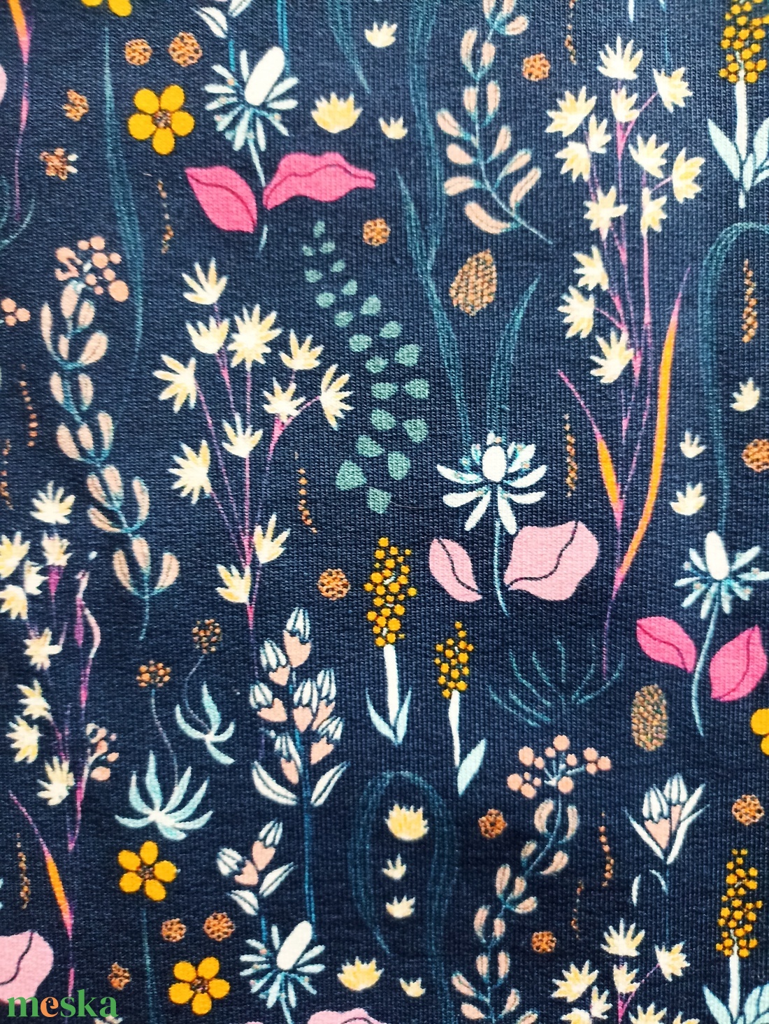 80-86-92-es őszi téli tipegő hálózsák 22-25 fokba átmeneti pamut sötétkék virágos - baba - mama - babaruházat - tipegőhálózsák - Meska.hu