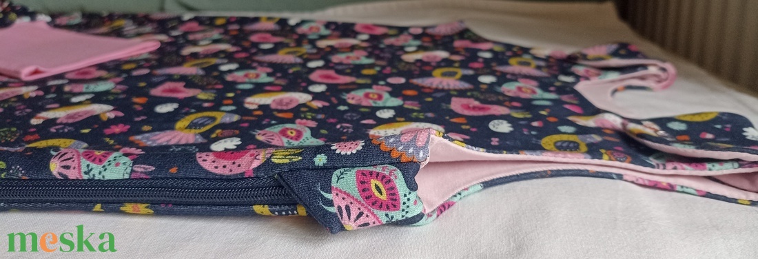 98-104-110-es Átmeneti tipegő hálózsák MELEG 23-25 fokos SZOBÁBA duplapamut sötékék madáskás - baba - mama - babaruházat - tipegőhálózsák - Meska.hu