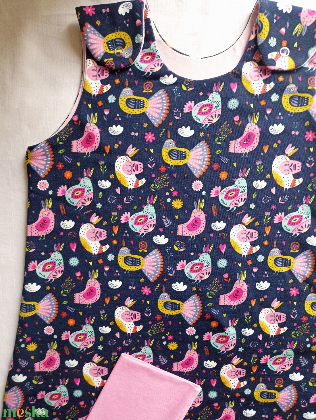 98-104-110-es Átmeneti tipegő hálózsák MELEG 23-25 fokos SZOBÁBA duplapamut sötékék madáskás - baba - mama - babaruházat - tipegőhálózsák - Meska.hu