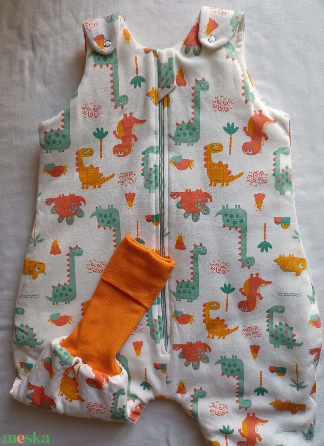 80-86-92-es Átmeneti tavaszi tipegő hálózsák duplapamut dínós - baba - mama - babaruházat - tipegőhálózsák - Meska.hu