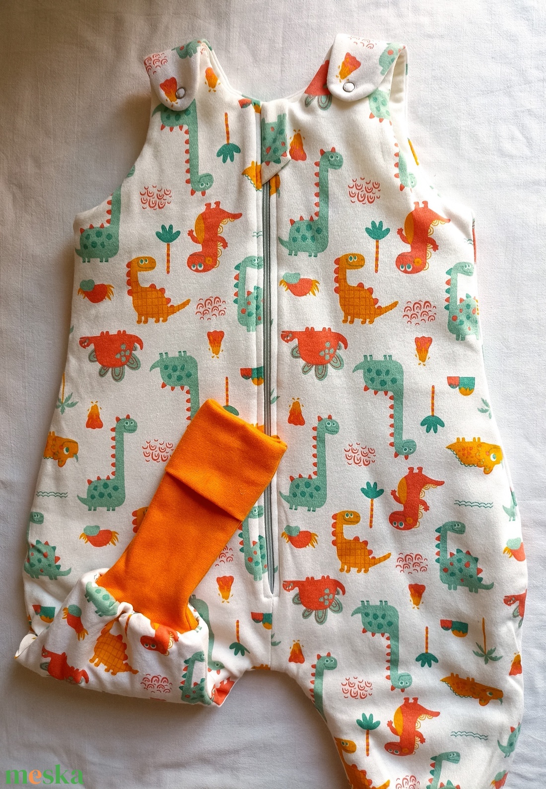 80-86-92-es Átmeneti tavaszi tipegő hálózsák duplapamut dínós - baba - mama - babaruházat - tipegőhálózsák - Meska.hu