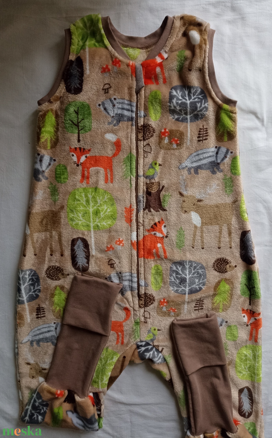 104-110-116-os őszi téli tipegő hálózsák  22-24 fok wellsoft drapp erdős - baba - mama - babaruházat - tipegőhálózsák - Meska.hu