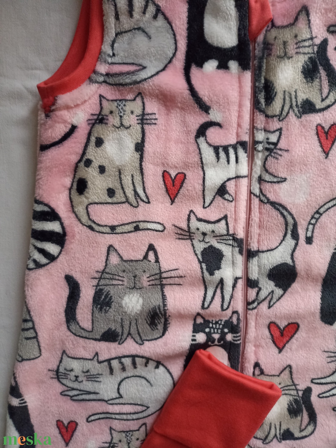 134-140-146-os őszi téli tipegő hálózsák 20-23 fokba wellsoft cicás - baba - mama - babaruházat - tipegőhálózsák - Meska.hu