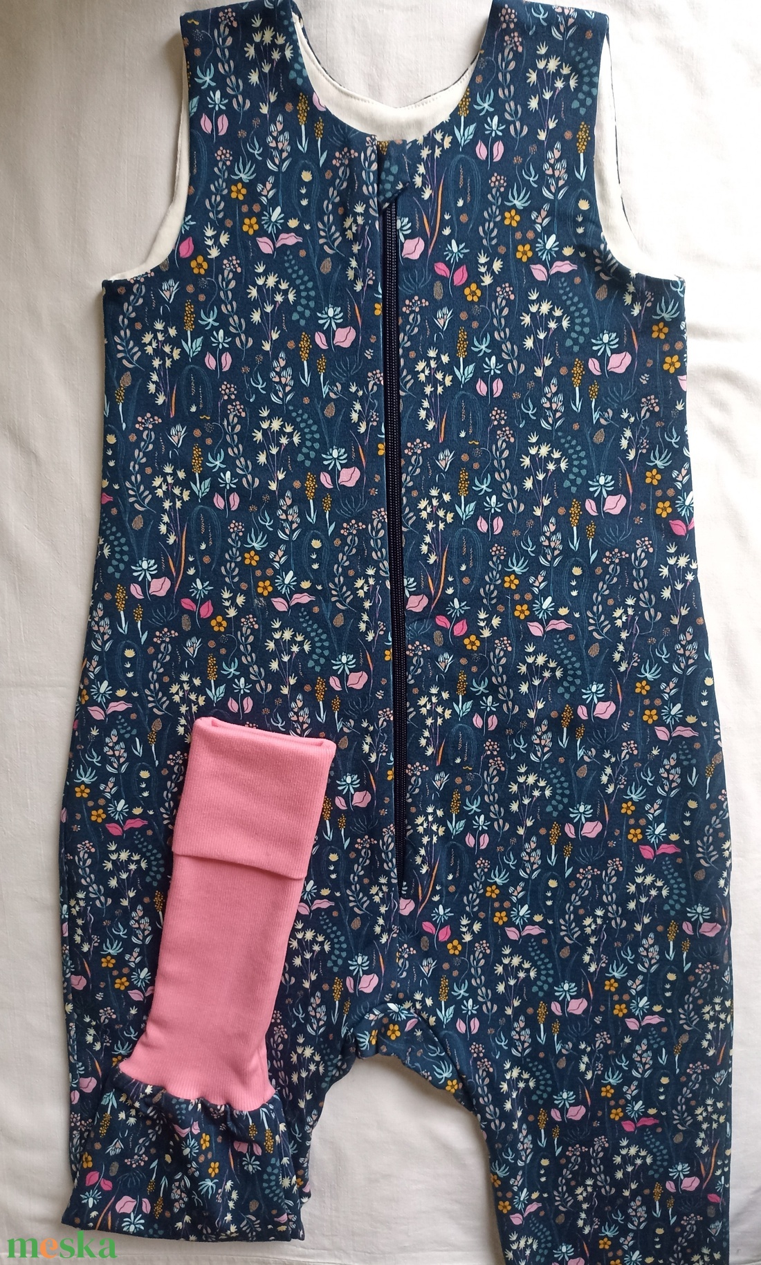 110-116-122-es Tavaszi tipegő hálózsák pamut ÁTMENETI 22-24 fokba skék virágos - baba - mama - babaruházat - tipegőhálózsák - Meska.hu