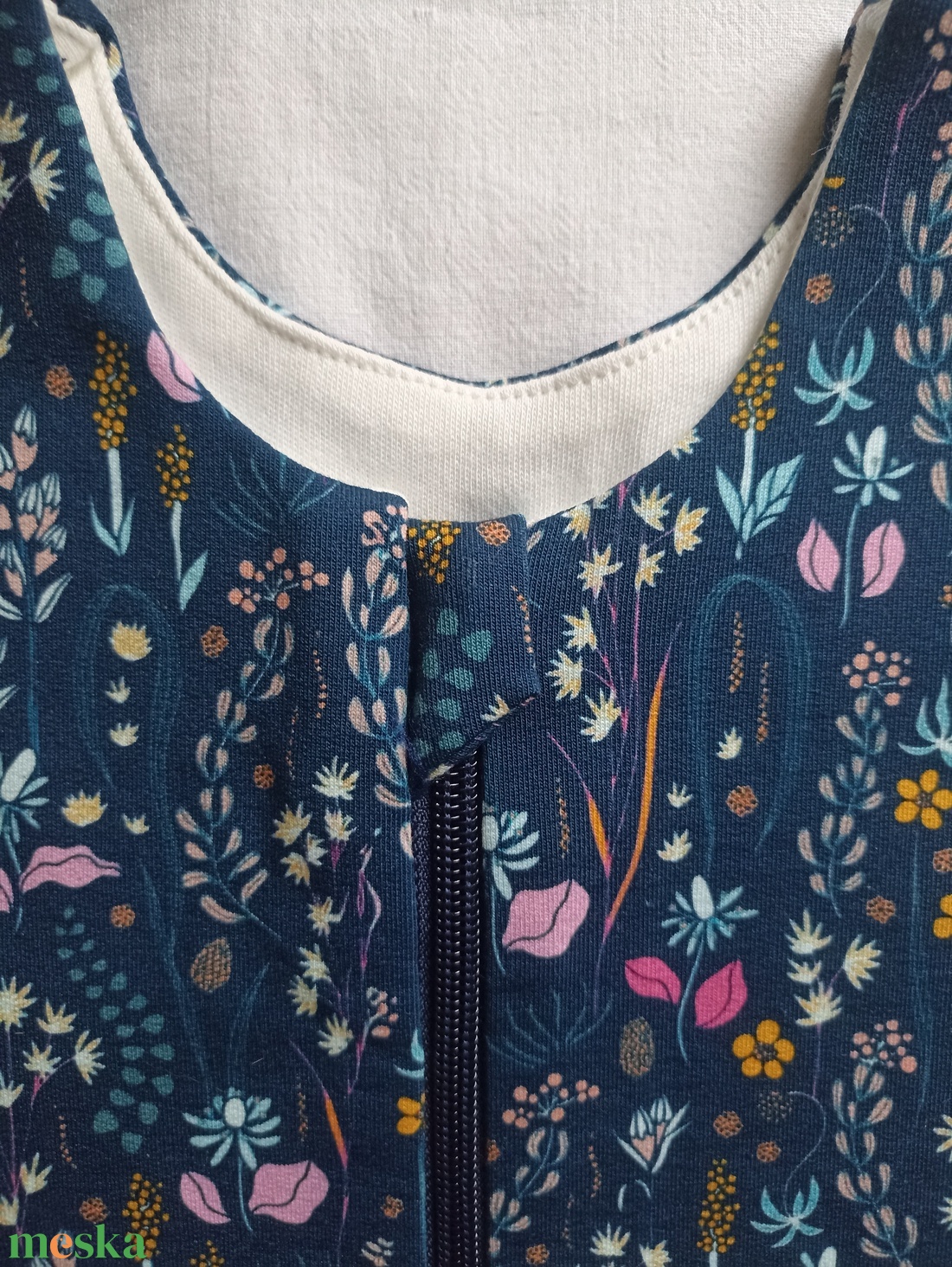 110-116-122-es Tavaszi tipegő hálózsák pamut ÁTMENETI 22-24 fokba skék virágos - baba - mama - babaruházat - tipegőhálózsák - Meska.hu