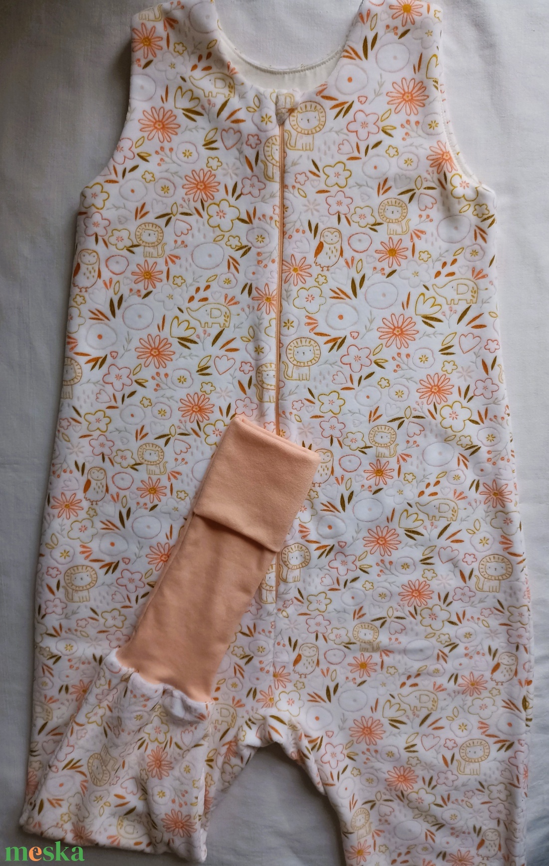 116-122-128-as tavaszi tipegő hálózsák átmeneti pamut 22-24 fokba barack állatos  - baba - mama - babaruházat - tipegőhálózsák - Meska.hu