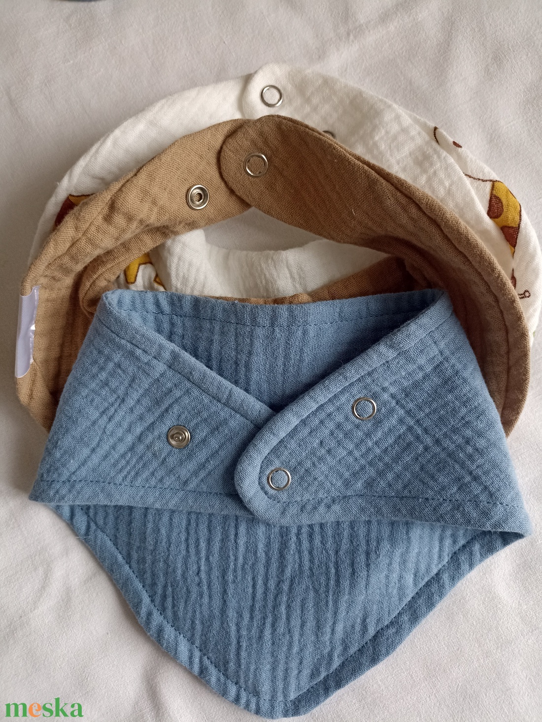 Duplagéz muszlin nyálkendő, patentos sál babáknak gyerekeknek - baba - mama - babaruházat - nyálkendő - Meska.hu