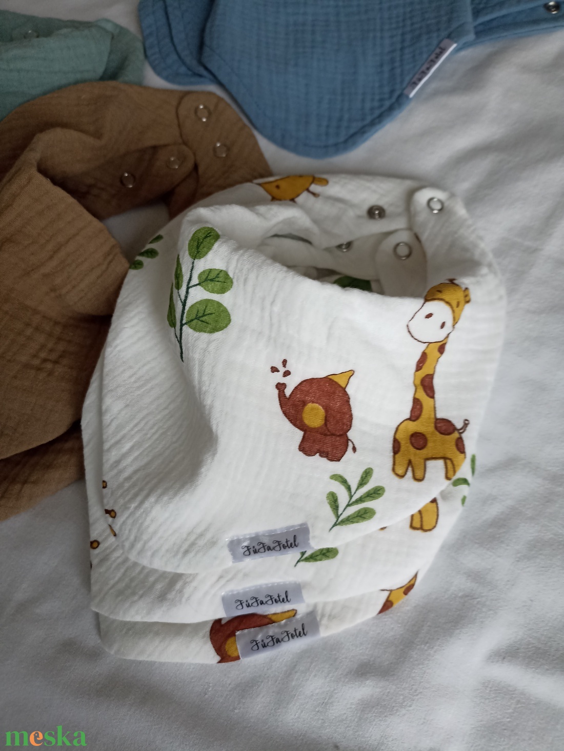 Duplagéz muszlin nyálkendő, patentos sál babáknak gyerekeknek - baba - mama - babaruházat - nyálkendő - Meska.hu