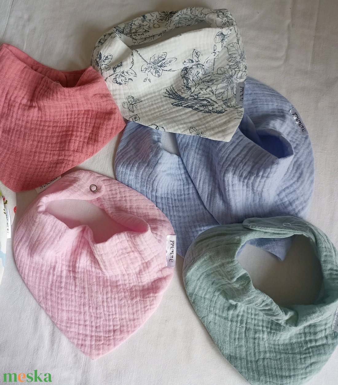 Duplagéz muszlin nyálkendő, patentos sál babasál - baba - mama - babaruházat - nyálkendő - Meska.hu