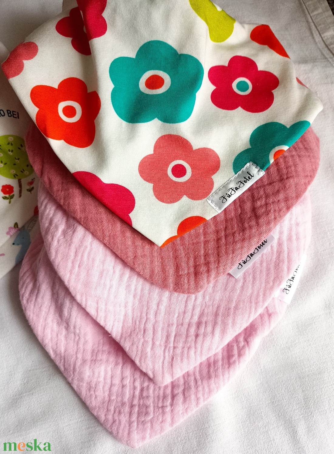 Duplagéz muszlin nyálkendő, patentos sál babasál - baba - mama - babaruházat - nyálkendő - Meska.hu