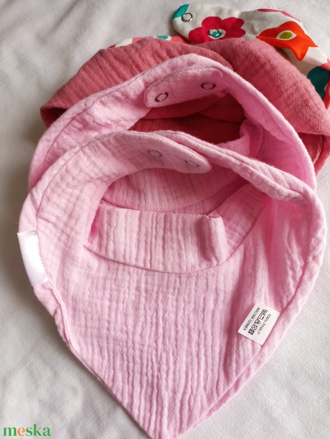 Duplagéz muszlin nyálkendő, patentos sál babasál - baba - mama - babaruházat - nyálkendő - Meska.hu