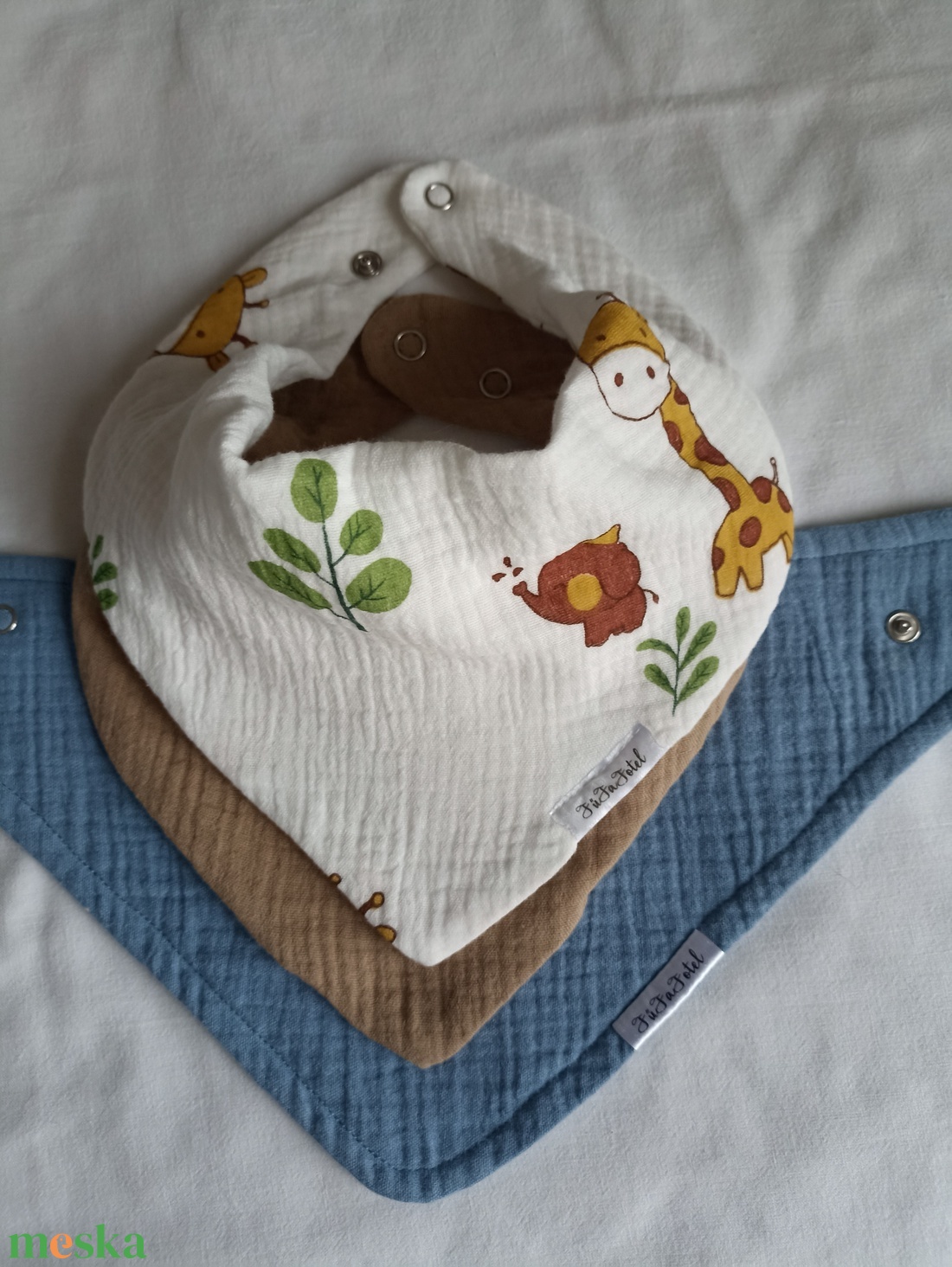 Duplagéz muszlin nyálkendő, patentos sál babasál - baba - mama - babaruházat - nyálkendő - Meska.hu