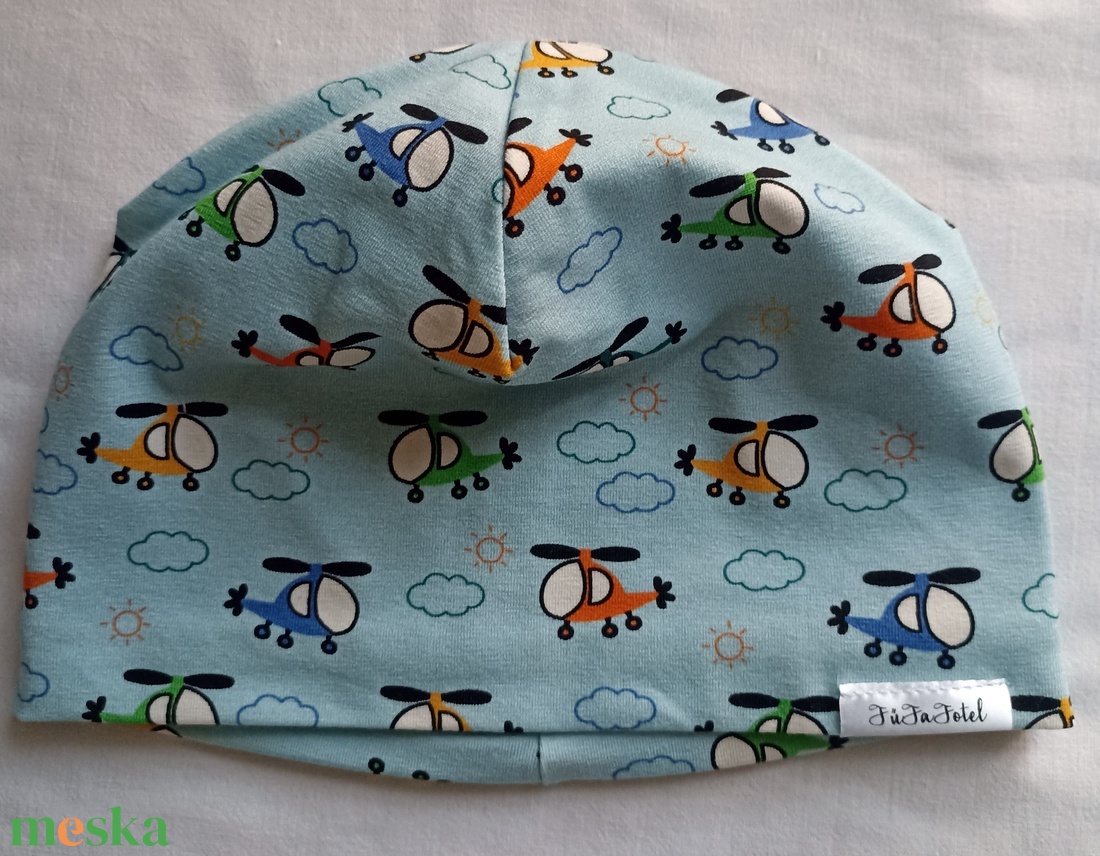 74 80 86 Duplapamut babasapka helikopteres - ruha & divat - sál, sapka, kendő - sapka & sál szett - Meska.hu