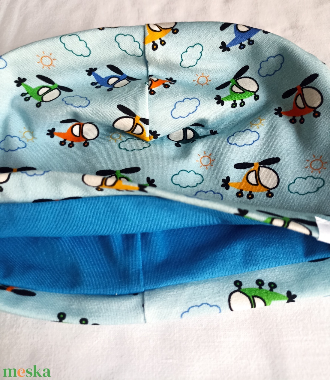 74 80 86 Duplapamut babasapka helikopteres - ruha & divat - sál, sapka, kendő - sapka & sál szett - Meska.hu