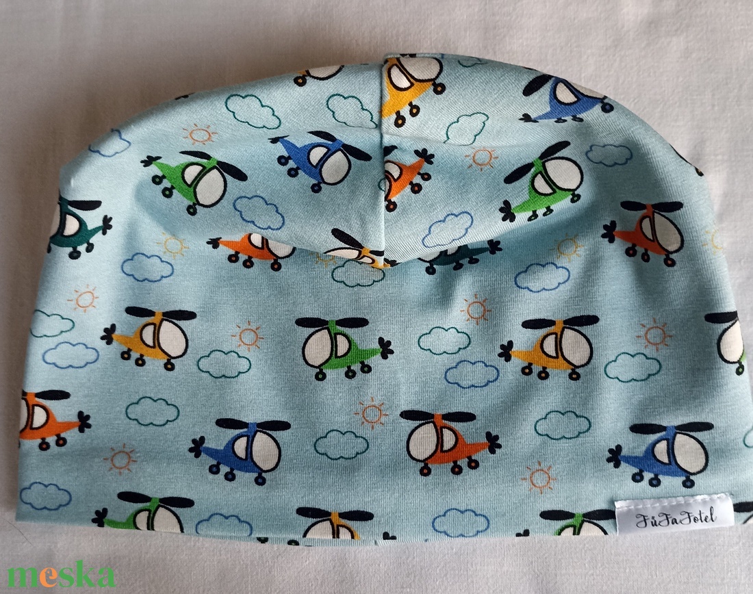 74 80 86 Duplapamut babasapka helikopteres - ruha & divat - sál, sapka, kendő - sapka & sál szett - Meska.hu