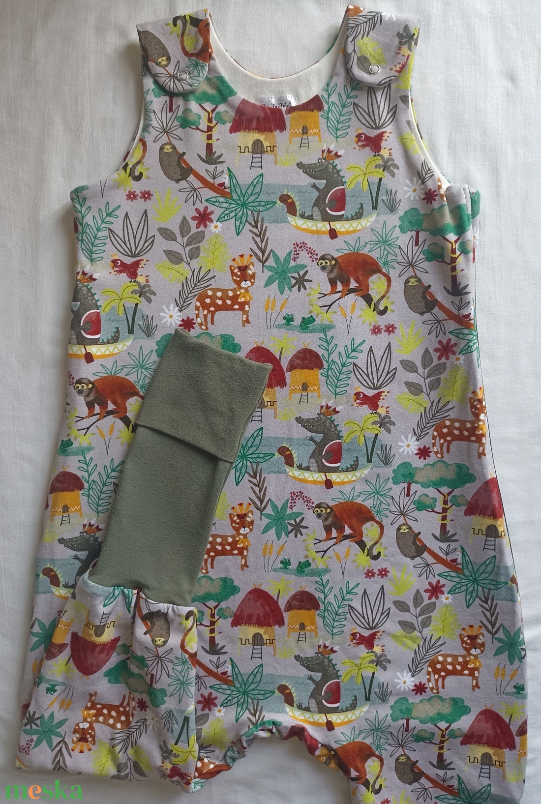 98-104-110-es Átmeneti tavaszi tipegő hálózsák pamut 22-24 fokba dzsungeles - baba - mama - babaruházat - tipegőhálózsák - Meska.hu