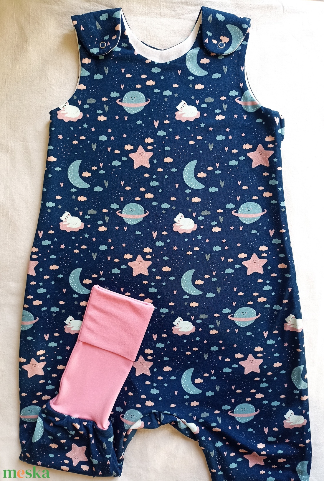 92-98-104-es Tavaszi tipegő hálózsák 22-24 fokba Átmeneti pamut cicás felhős - baba - mama - babaruházat - tipegőhálózsák - Meska.hu