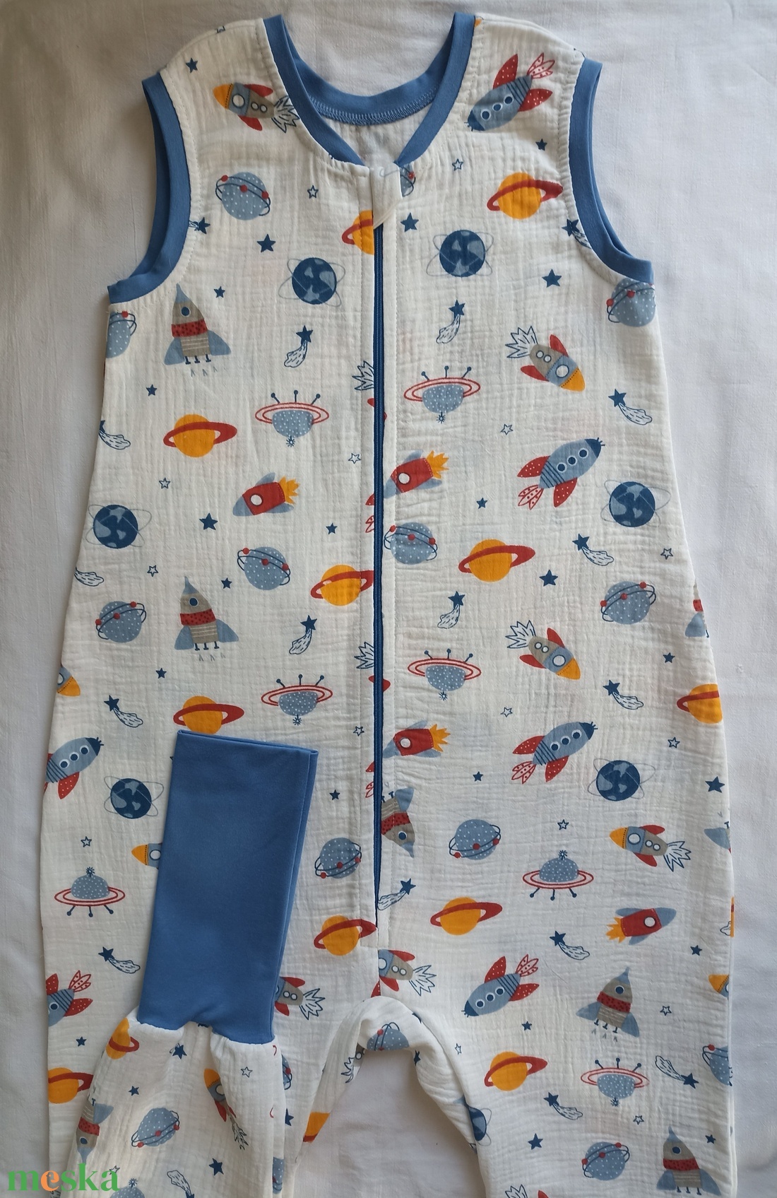 122-128-134-es Nyári tipegő hálózsák duplagéz Űrhajós - baba - mama - babaruházat - tipegőhálózsák - Meska.hu
