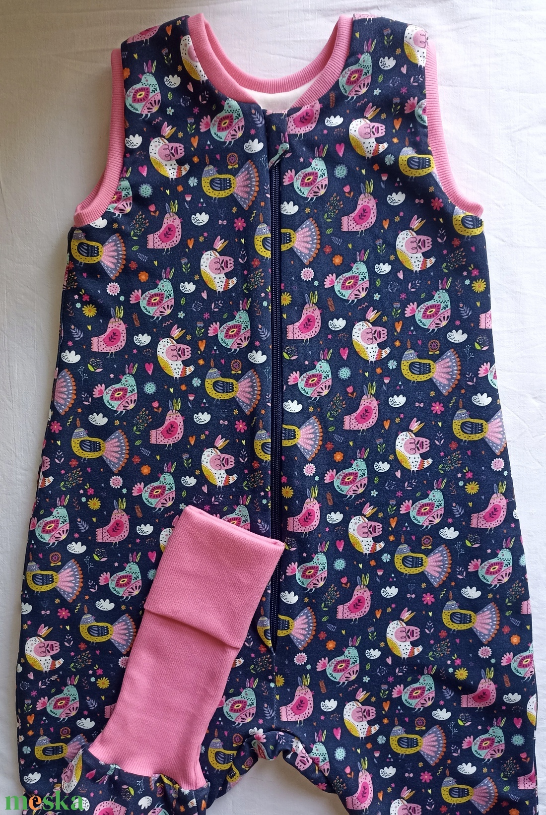 128-134-140-es nyári tipegő hálózsák madárkás 24-25 fokba - baba - mama - babaruházat - tipegőhálózsák - Meska.hu