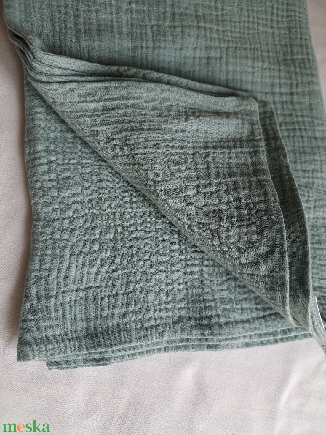 Nyári muszlin babatakaró kánikula duplagéz gyerektakaró 70x90 cm zsálya - baba - mama - baba ágynemű - babatakaró, gyerek pléd - Meska.hu