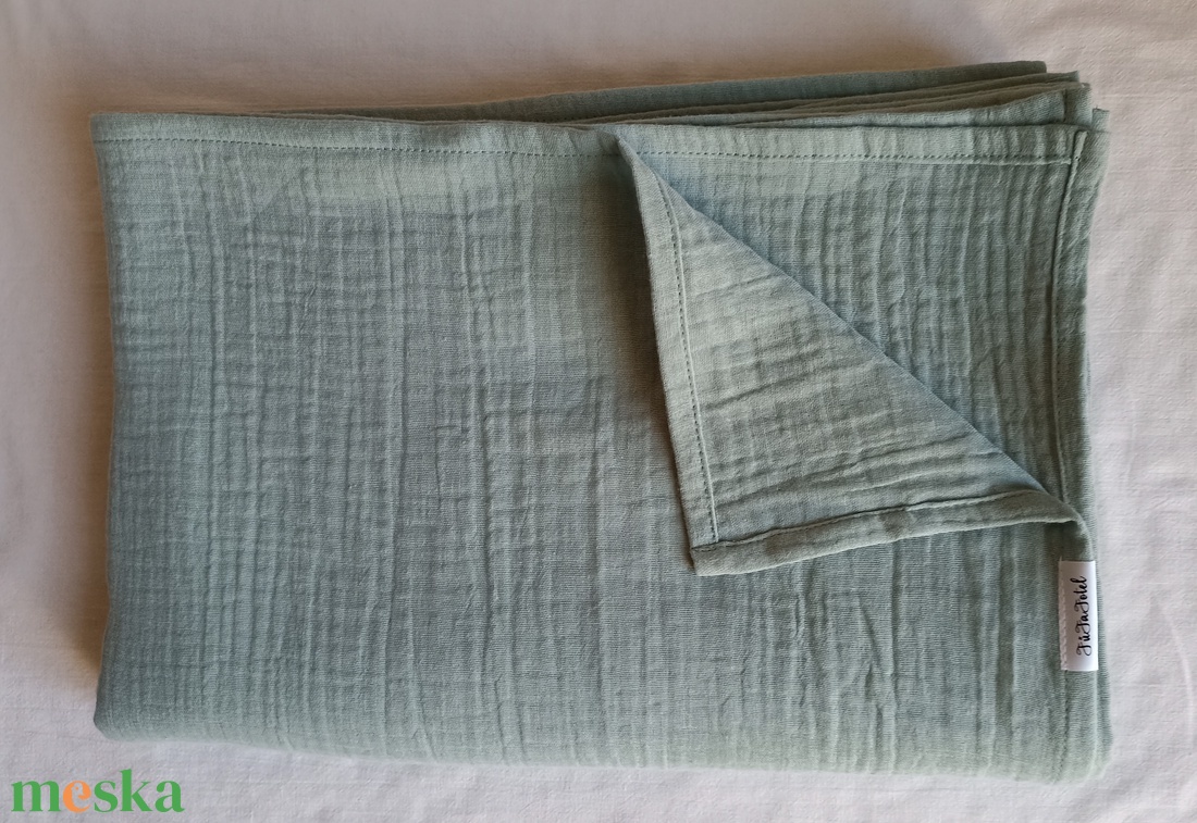 Nyári kánikula duplagéz felnőtt takaró muszlin 140x190 cm zsálya - otthon & életmód - lakástextil - felnőtt takaró, pléd - Meska.hu