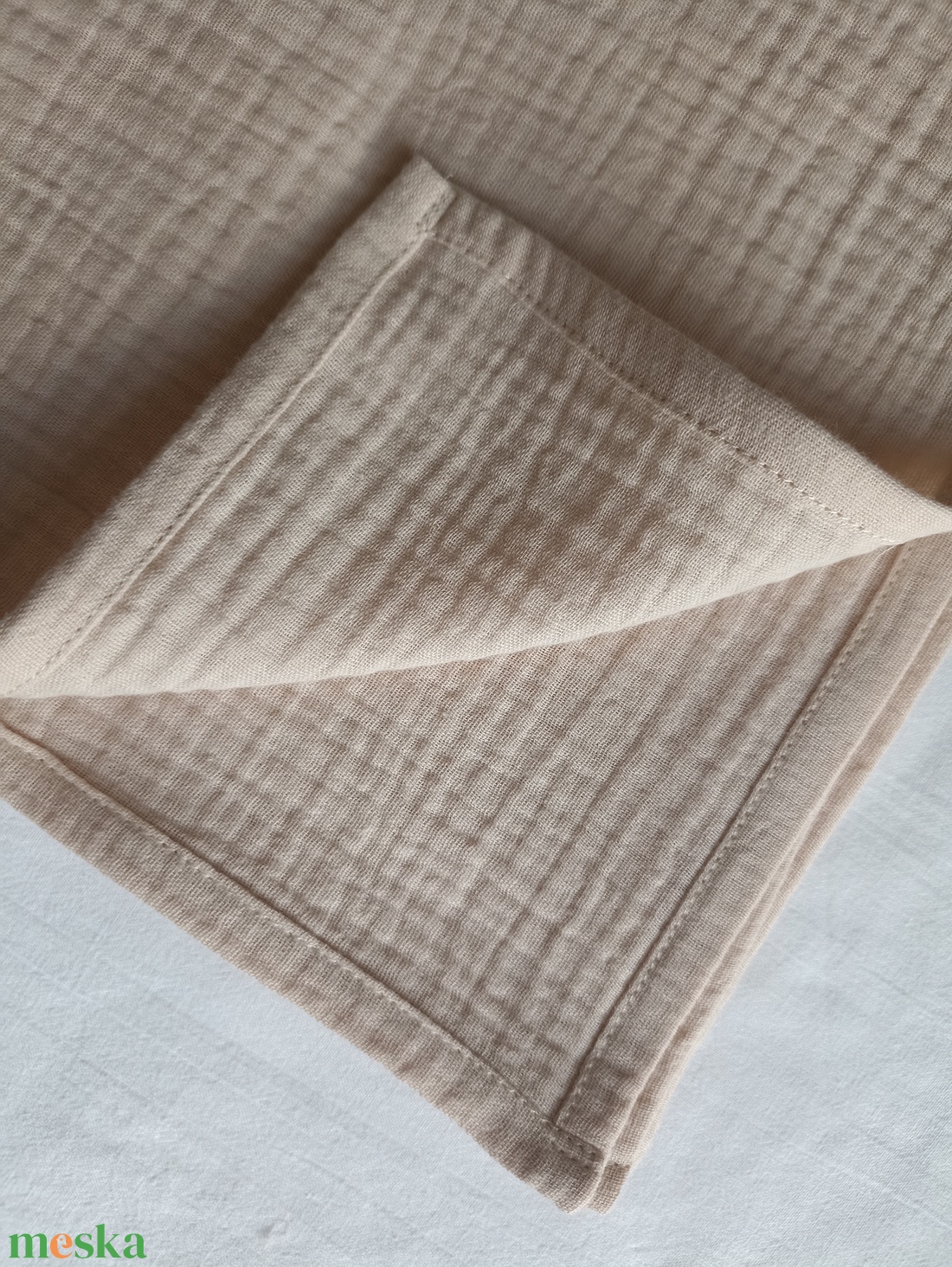 Nyári kánikula duplagéz felnőtt takaró muszlin 140x190 cm drapp - otthon & életmód - lakástextil - felnőtt takaró, pléd - Meska.hu