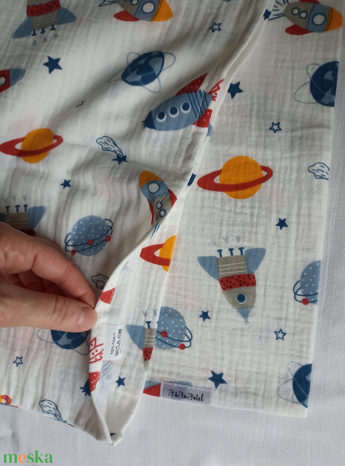 Muszlin párnahuzat IKEA-s 35 x 55 cm-s gyerekpárnához Duplagéz űrhajós - otthon & életmód - lakástextil - párna & párnahuzat - díszpárnahuzat - Meska.hu